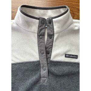 Columbia Women's Quarter Snap Fleece Pullover Sweatshirt Sz M Medium Gray White